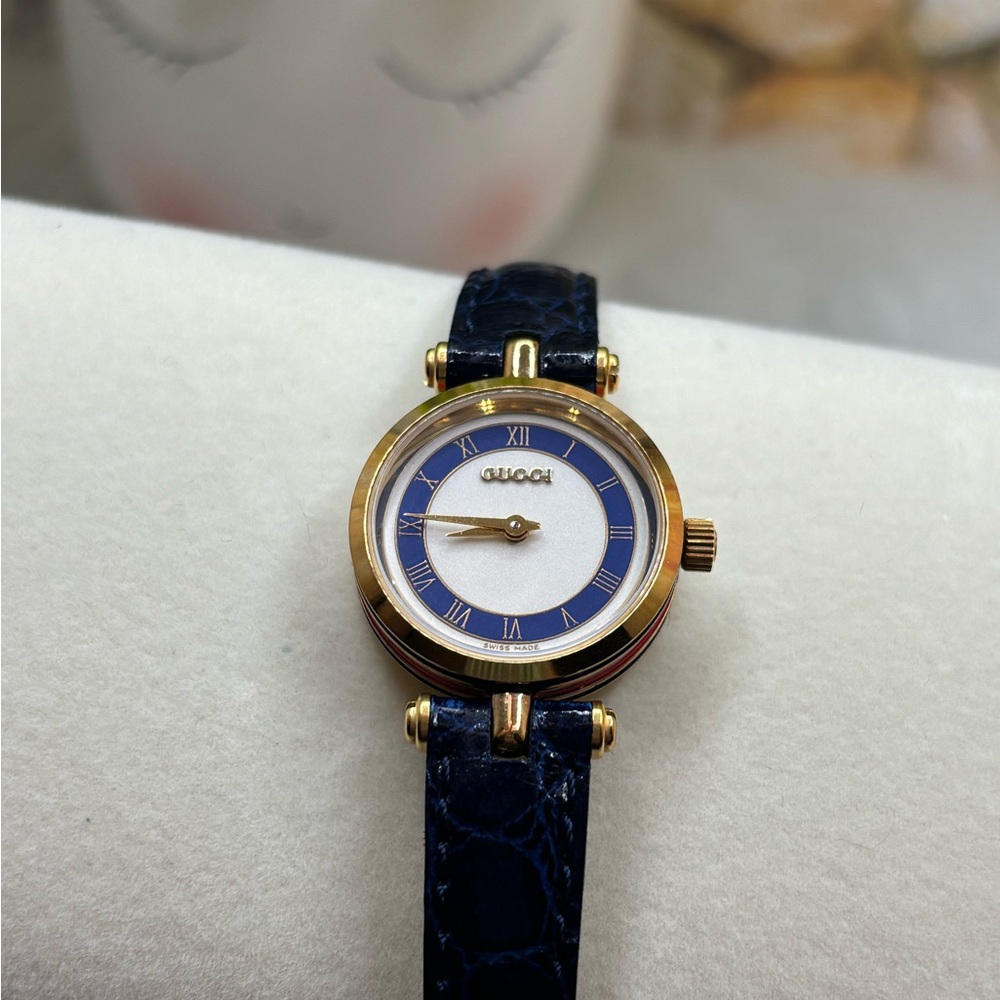 Vintage Gucci Gold and Blue Women's Watch